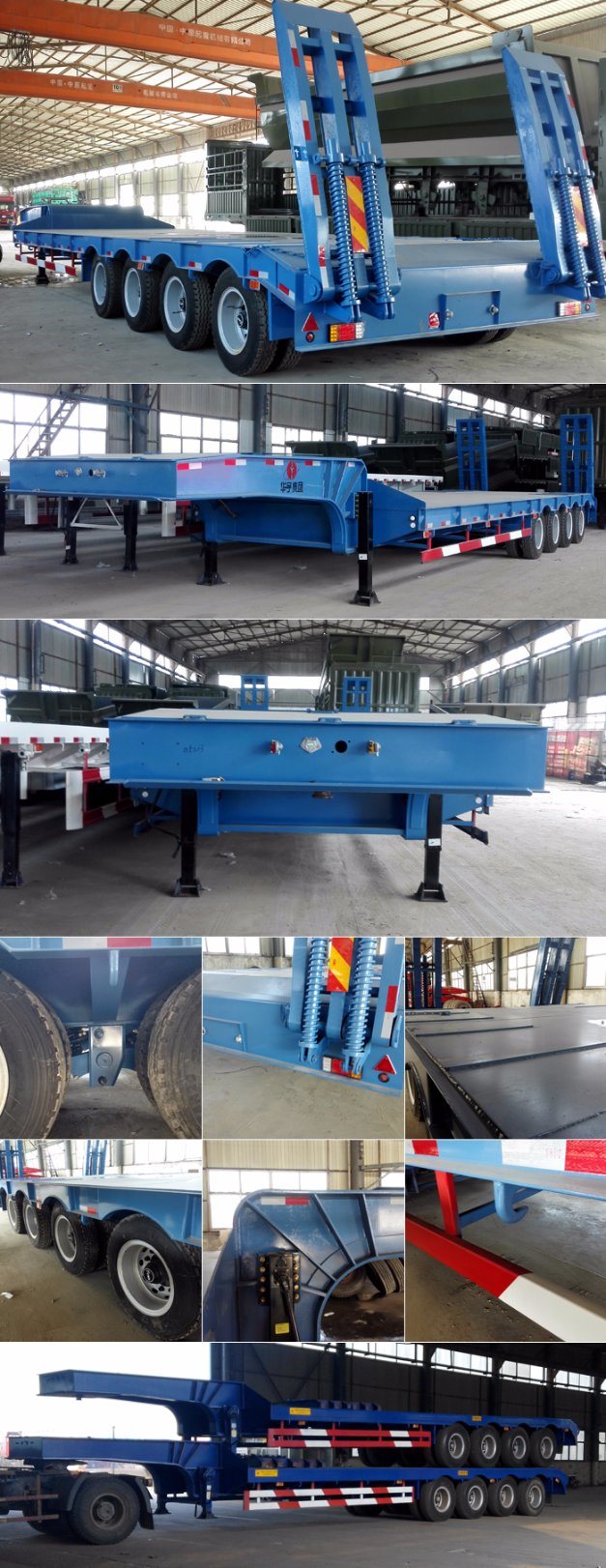 4 Axle 60t/80t Lowbed Semi Trailer for Heavy Duty Machine Transport