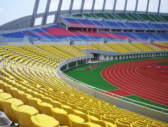 CE Certificate Outdoor OEM HDPE Plastic Seat Powder Coating Steel Leg 15 Years Warranty Yellow Playground Stadium Chair