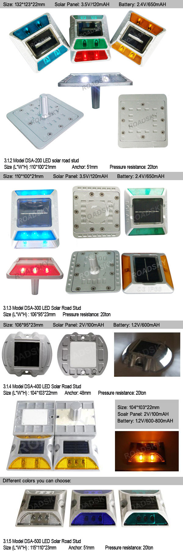 Waterproof IP68 Pavement Lights Round Powered Solar Marker