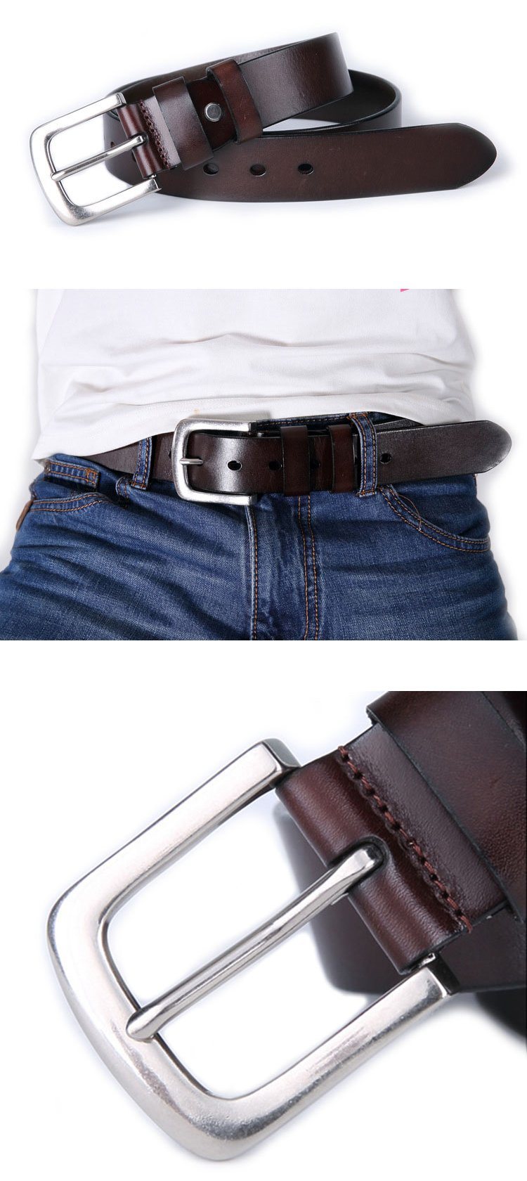 Factory OEM Design Cheap Price Mens Designer Brown Leather Belts