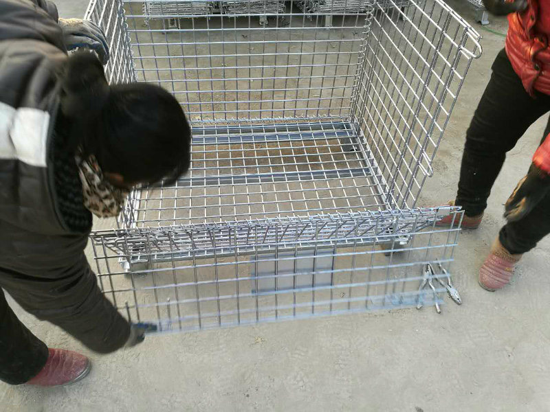 Welded Wire Mesh Collapsible Storage Cage with Wheels for Logistics