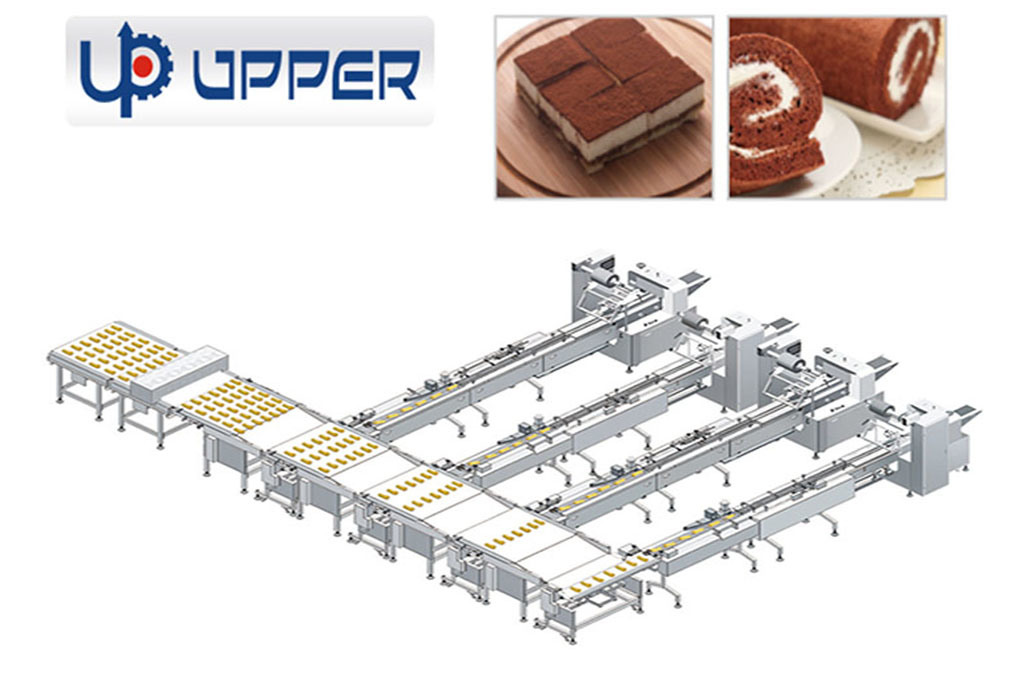 Automatic Feeding and Packing Line Packaging Machine for Food Such as Caramel Treats, Egg Rolls, Wafer and Chocolate, Slice Cake