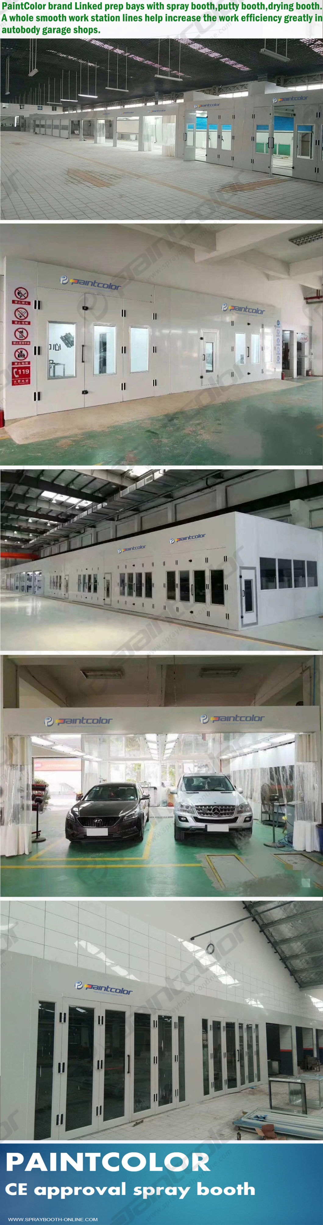 Professional Custom Spray Booth Manufacturer in China Over 15 Years Expierence Linked Spray Booth and Prep Bay
