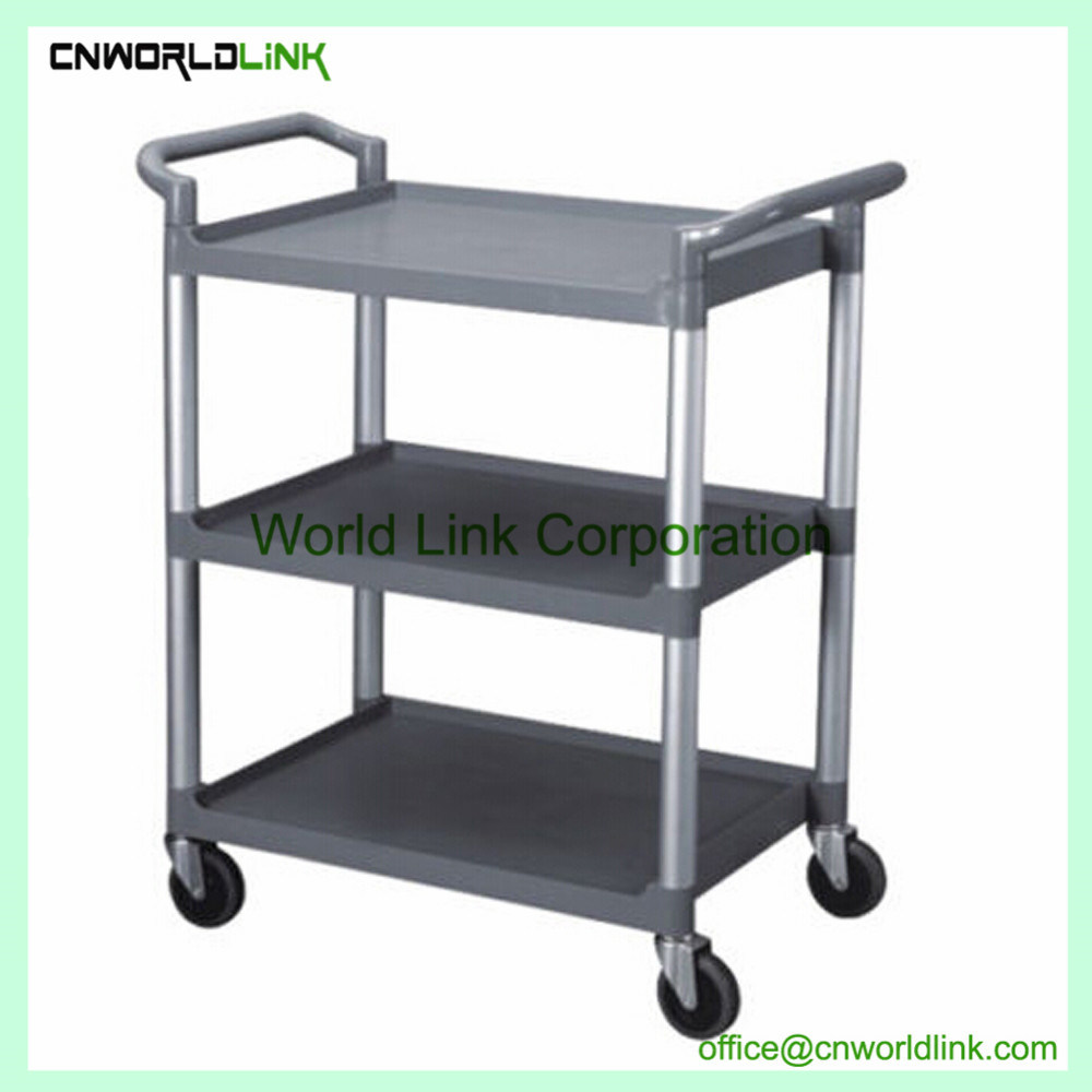 Plastic Hand Push Mobile Service Trolley Movable Carts