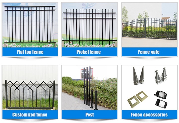 Good Quality Colors Wrought Iron Automatic House Gate Designs and Wrought Iron Fence / Steel Fence