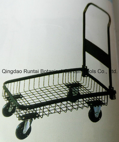 Foldable Mesh Structure Steel Platform Hand Truck with PU Castor