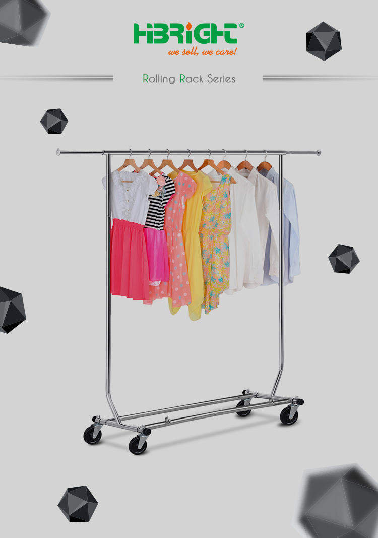 Double Bar Collapsiable Rolling Garment Rail Rack