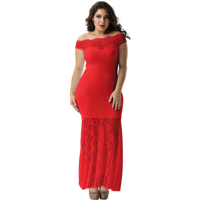 in Stock Xxxl Four Color Plus Size Lace Elegant Wedding Party Gown
