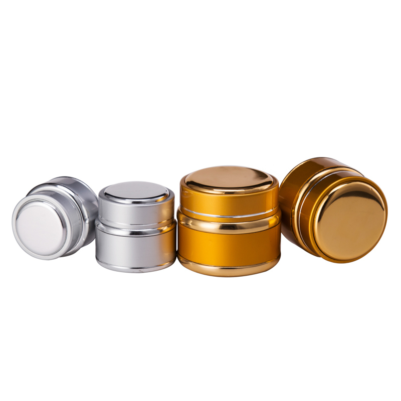 2018 Cosmetic Packaging 5ml 15ml 30ml 50ml Gold Round Aluminum Containers Eyeshadow Hair Product Jars