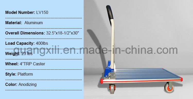 Storage Anodizing Foldable Platform Hand Truck Trolley with Four Wheels