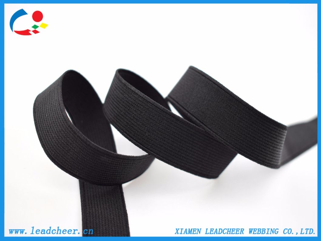 Customized Logo New Style Black Polyester Elastic Ribbon for Underwear