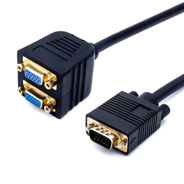 VGA Y Splitter Cable SVGA Male to Two Female Adapter Support 1080P