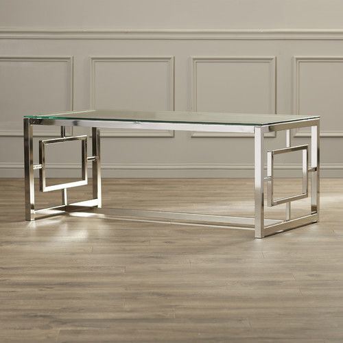 Most Popular Modern Tempered Glass Stainless Steel Legs Coffee Table