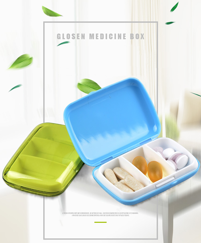 3 Compartments Travel Pill Box for Medicine Storage