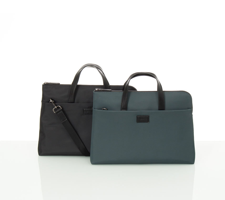 Two-Tone Nylon Twill Business Briefcase with Detachable