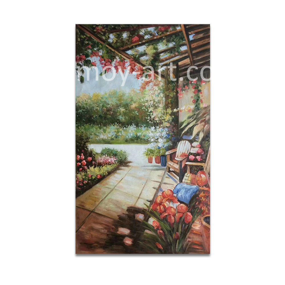 Mediterranean Garden Landscape Oil Painting for Home or Office DecorationÂ 