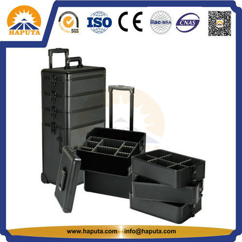 5-in-1 Large Cosmetic Trolley Case for Salon with Wheels (HB-3305)