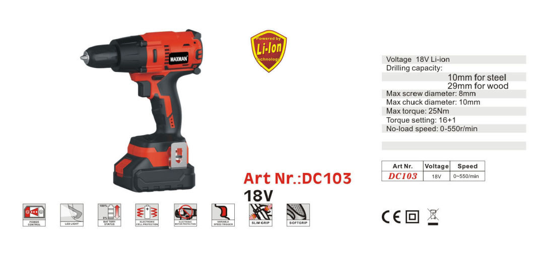 18V Li-ion Cordless Impact Drill