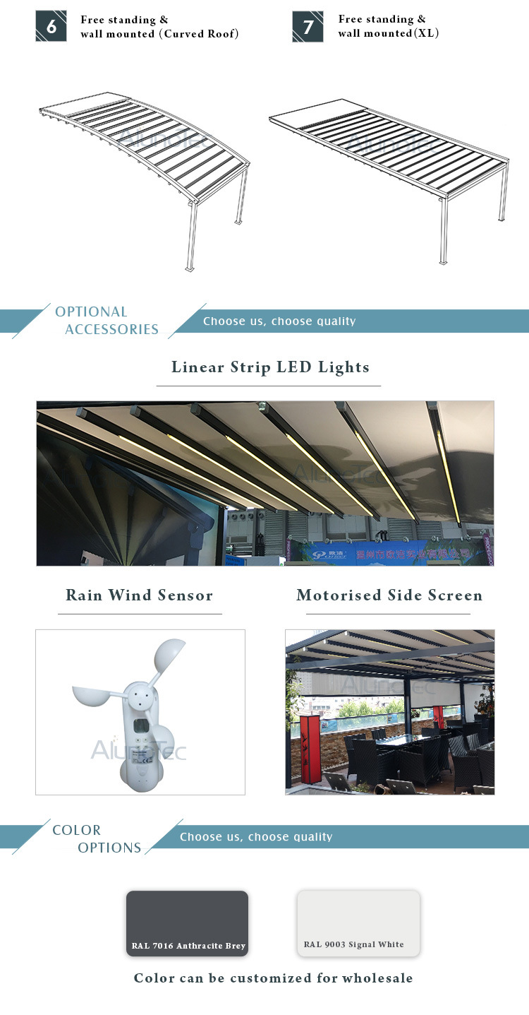 Awnings Patio Roof Pergola Covers with LED Strip