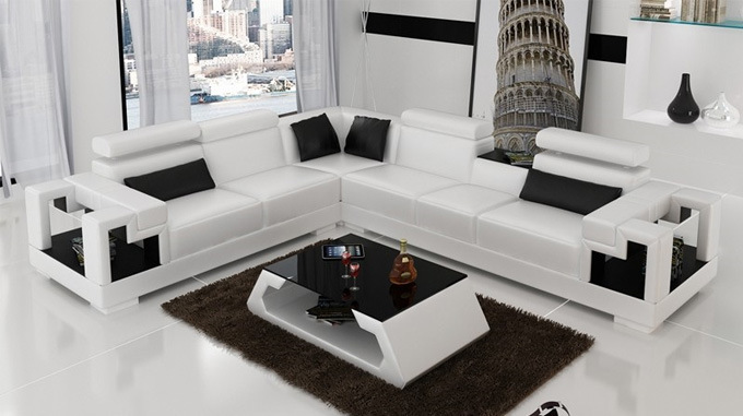 Chinese Modern Furniture Sectional Living Room Leisure Leather Sofa (HC1012)