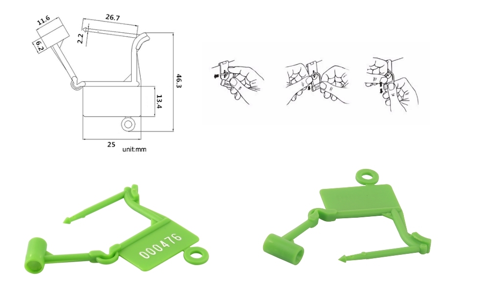 One-Time Plastic Indicative Airline and Medical Use Padlock Seal