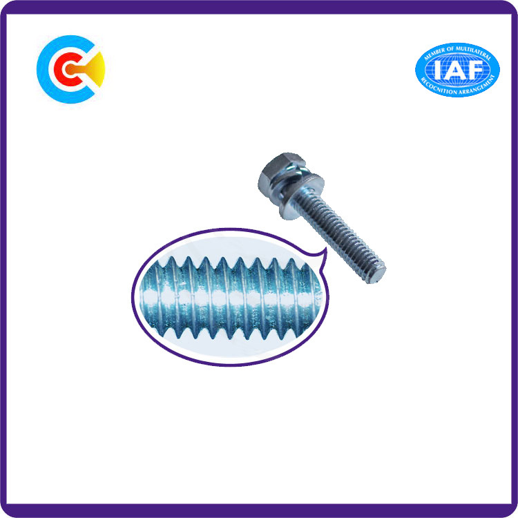 Fastener Carbon Steel/4.8/8.8/10.9 Cross/Phillips Hexagonal Head Combined Screws with Washer