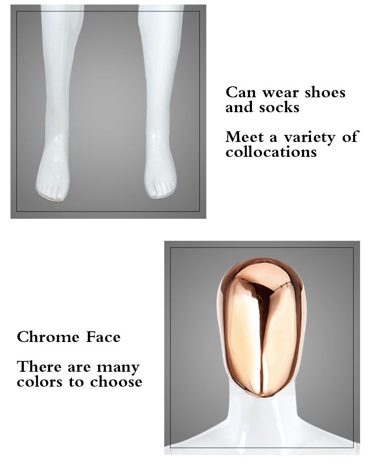 Male Standing Plastic Mannequin with Chrome Face