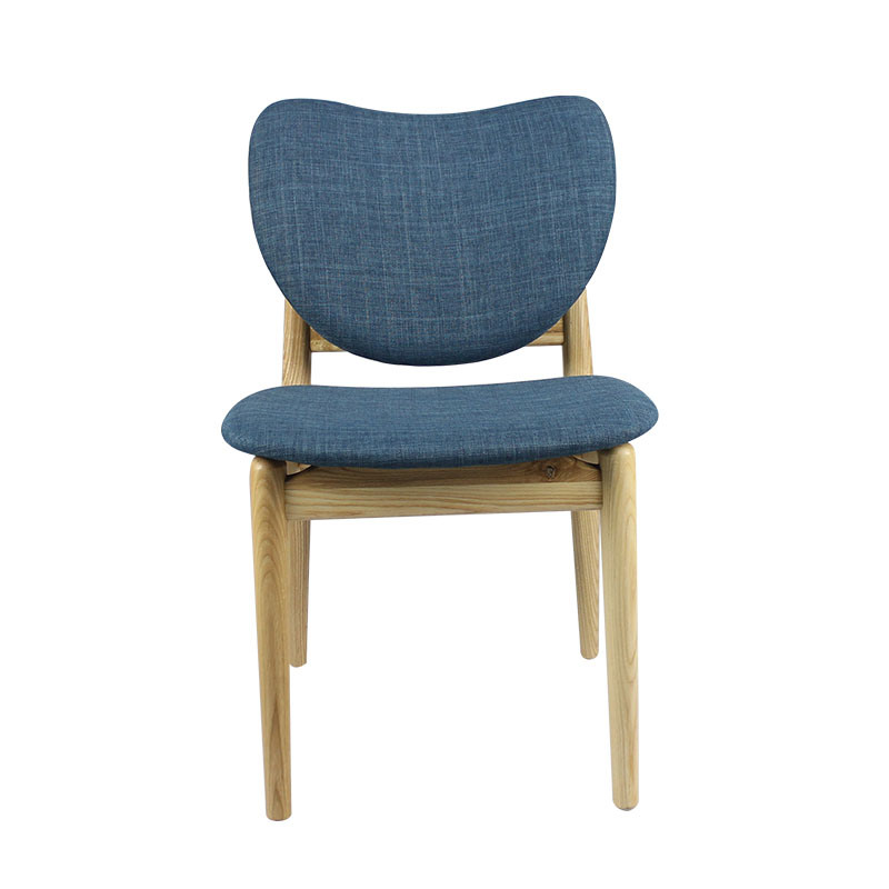 2018 Latest Flash Furniture Blue Linen Fabric Pad Brown Teak Wood Chair
