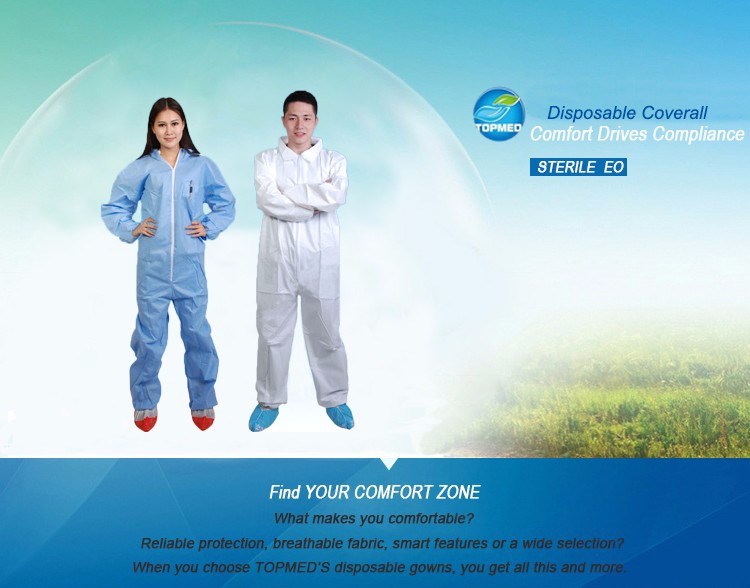 Nonwoven Protective Clothing Disposable Boiler Suit Lightweight Overall