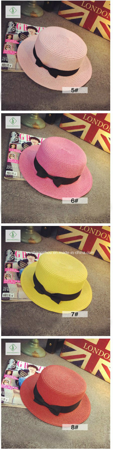 2017 New Design Fedora Paper Straw Hats with Ribbon for Summer