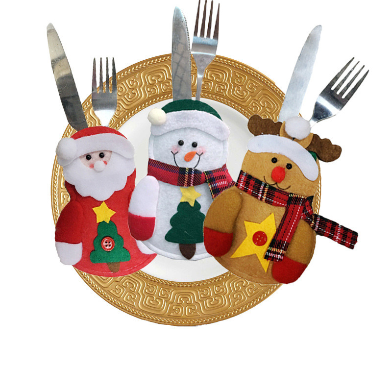 Christmas Decoration Little Snowman Cutlery Bag Creative Home Table Christmas Snowman Cutlery Set