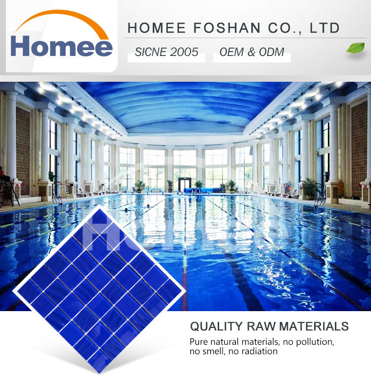 Dark Blue Color Texture Indoor Swimming Pool Tile Glass Mosaic