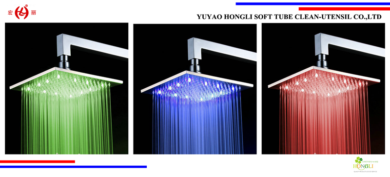 200mm Square Green/ Blue/Red LED Shower Heads