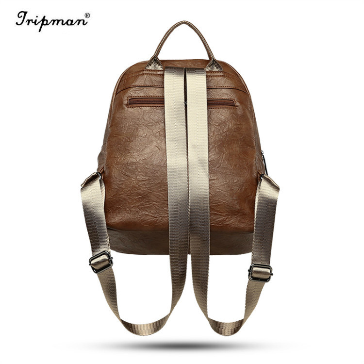 Casual Women's Shoulder Bags Collage Style Ladies PU Leather Backpack