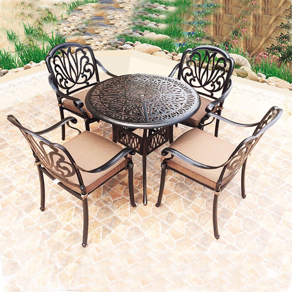 Cast Aluminum Table and Chairs Outdoor Furniture