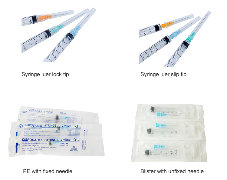 Disposable Medical Injection Luer Slip and Luer Lock Free Sample Syringe