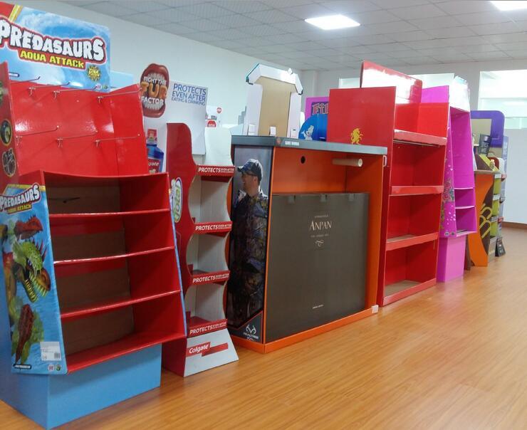 Advertising Pop Cardboard Display Stand/Supermarket Advertising Shelf Standing