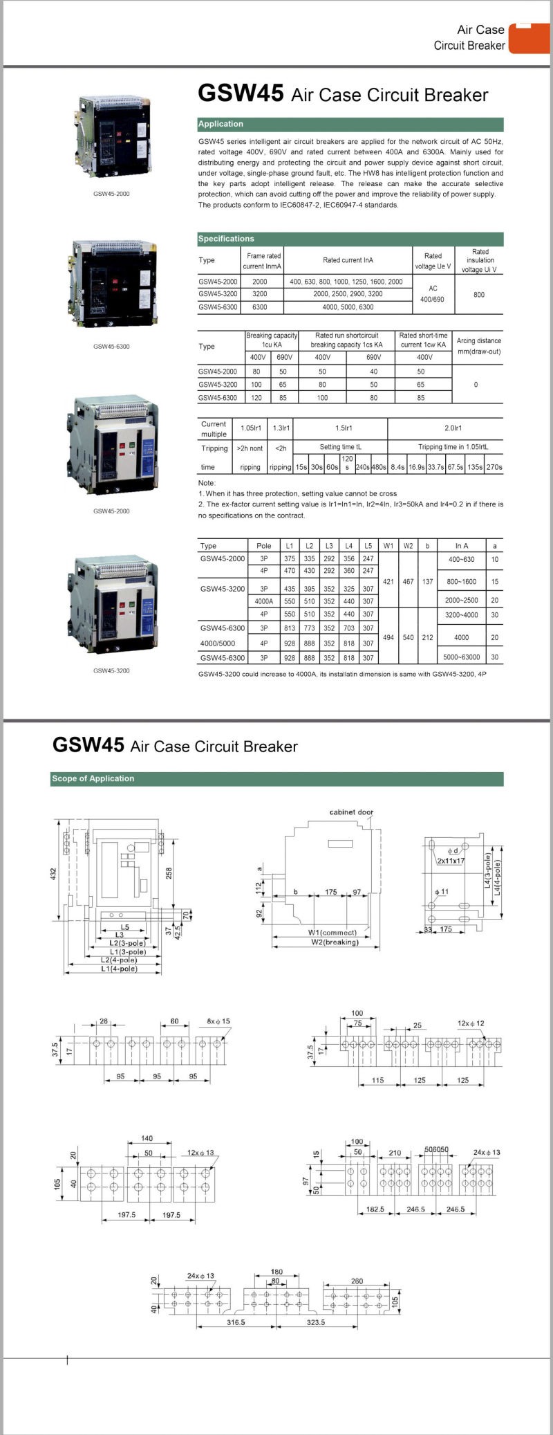 Air Circuit Breaker Dw45-6300