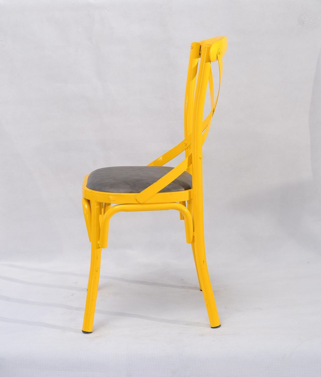 Colorful Crossback Dinner Chair with Wood and Metal