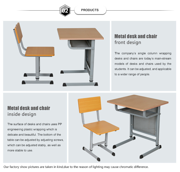 Low Price Cheap Modern School Desk and Chair / Adjustable School Desk and Chair