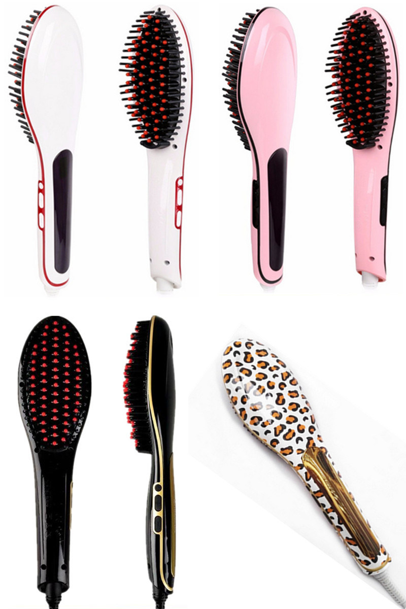 LCD Screen Ceramic Hair Straightener Electric Brush Comb