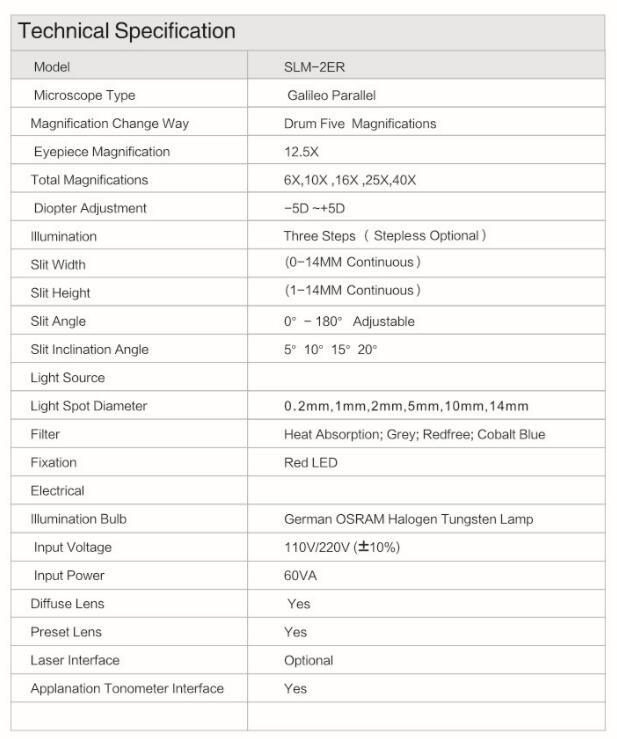 Optical Instrument Slit Lamp Microscope (SLM-2ER)