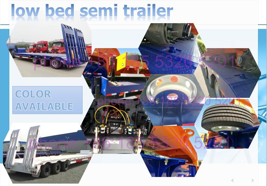 Heavy Duty Truck Semi Trailer / Cargo Platform Concave Lowbed Trailer