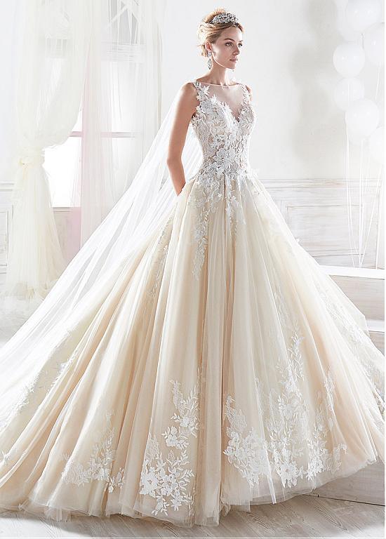 Sleeveless Bridal Dresses Long Sleeves Cream Ball Gown Wedding Dress Yao56
