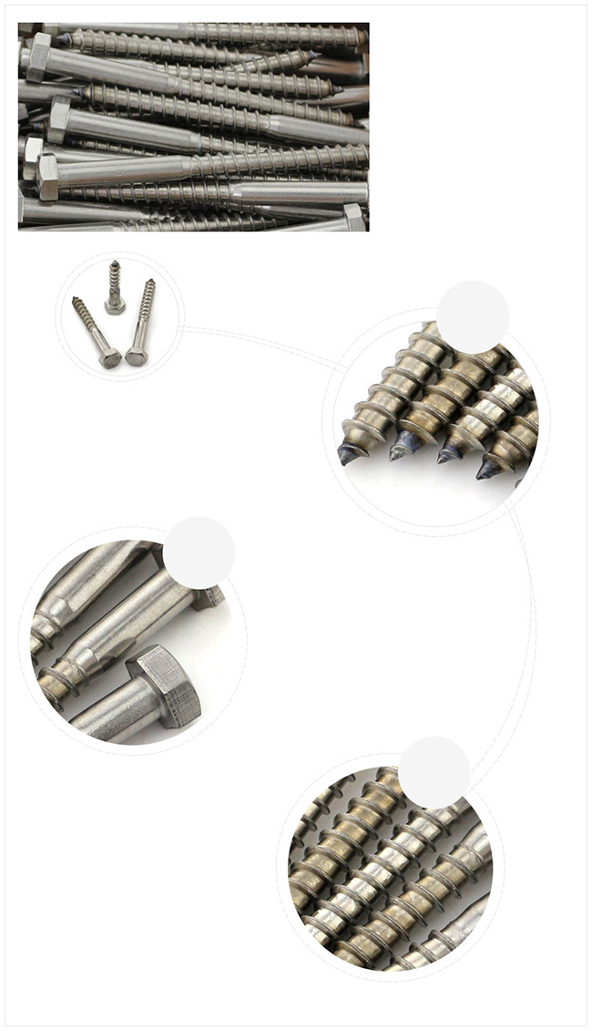 Stainless Steel 304 A2-70 Hexagon Head Tapping Wood Screw