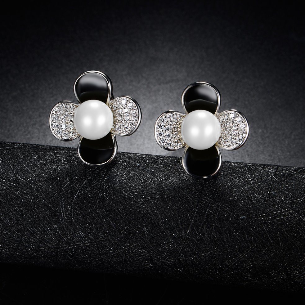 Popular Jewelry Fashion Women Gold Stud Pearl Earring