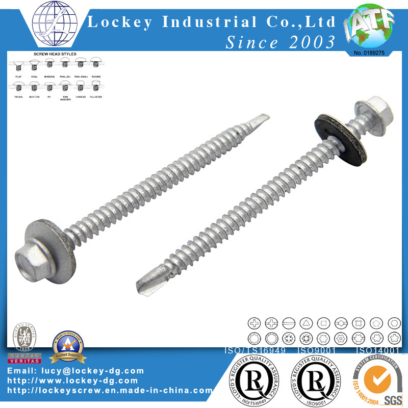 Hex Washer Head Roofing Screw with Wing Steel HDG