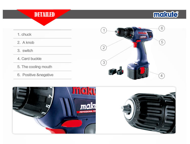 Makute Cordless Drill of 12V/14.4V/18V with CE (CD001)