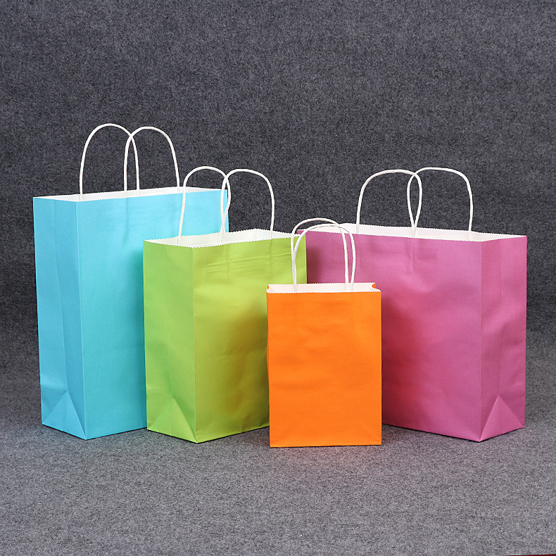 Custom Printing Recycle Plain Take Away Shopping Kraft Paper Bag