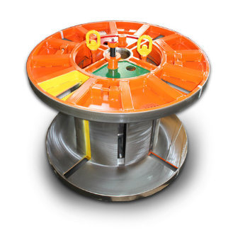 Collapsible Reel Steel Cable Spool with Coiling and Lifting System